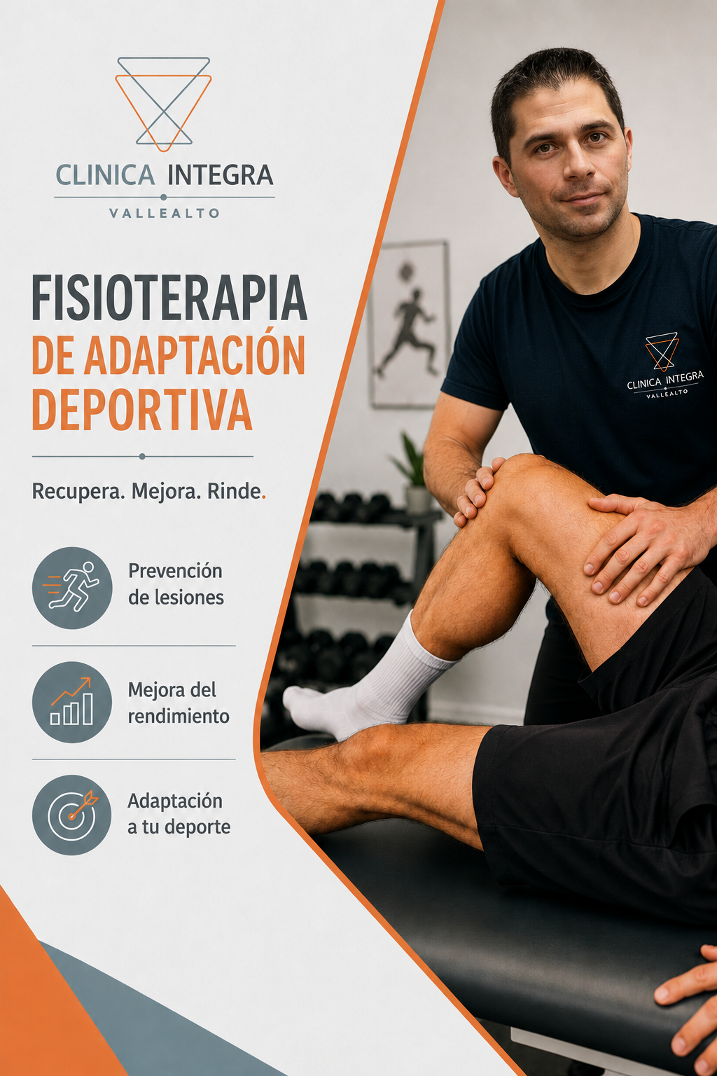 Fisioterapeuta realizando un tratamiento de fisioterapia de adaptación deportiva en Clínica Integra Vallealto, El Puerto de Santa María.