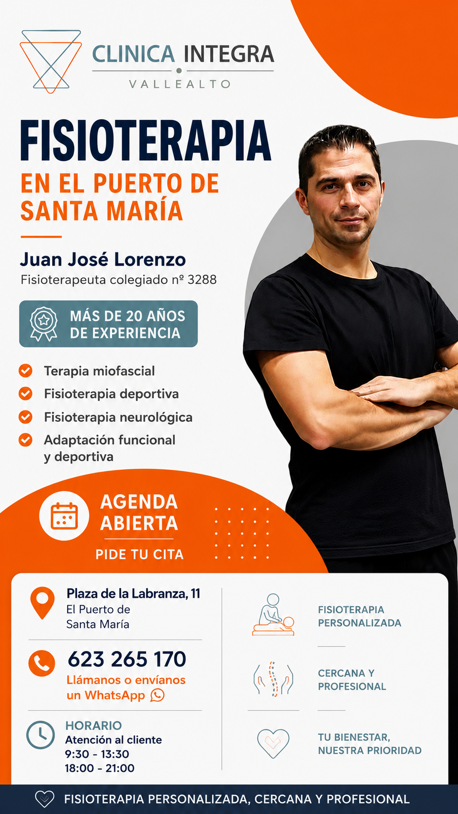 Juan José Lorenzo, fisioterapeuta de Clínica Integra Vallealto especializado en fisioterapia personalizada en El Puerto de Santa María.